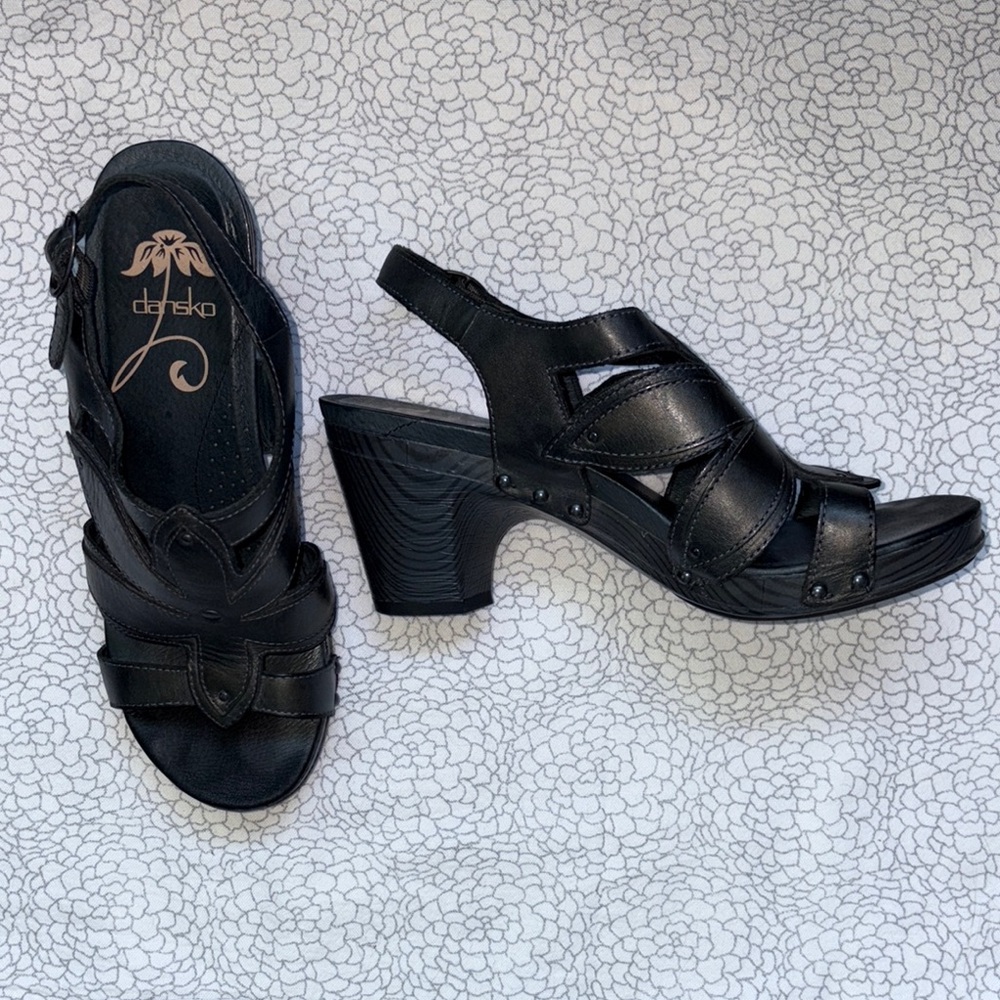 Dansko Black Chunky Heel Sandals